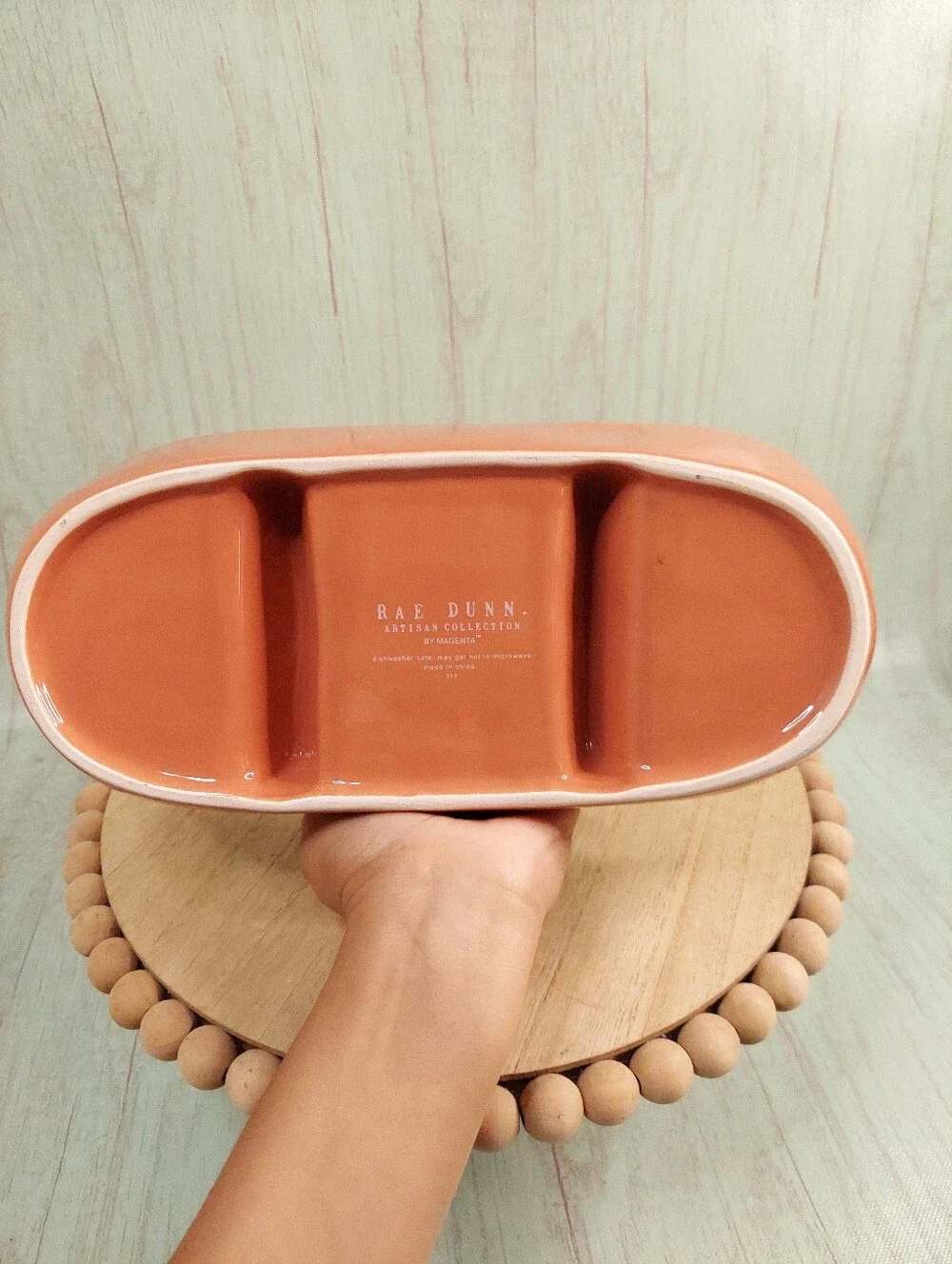 Rae Dunn MORE SMORES Ceramic Serving Tray Artisan Collection Magenta Orange